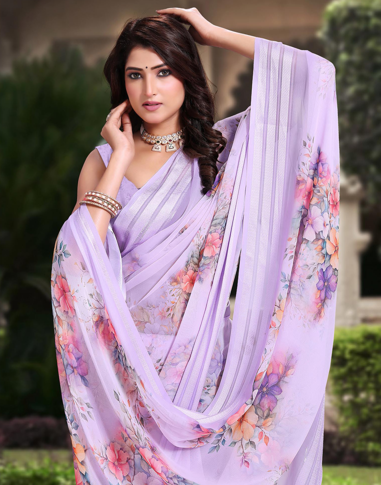 Light color Digital Printed saree - light weaving fabric - daily wear saree
