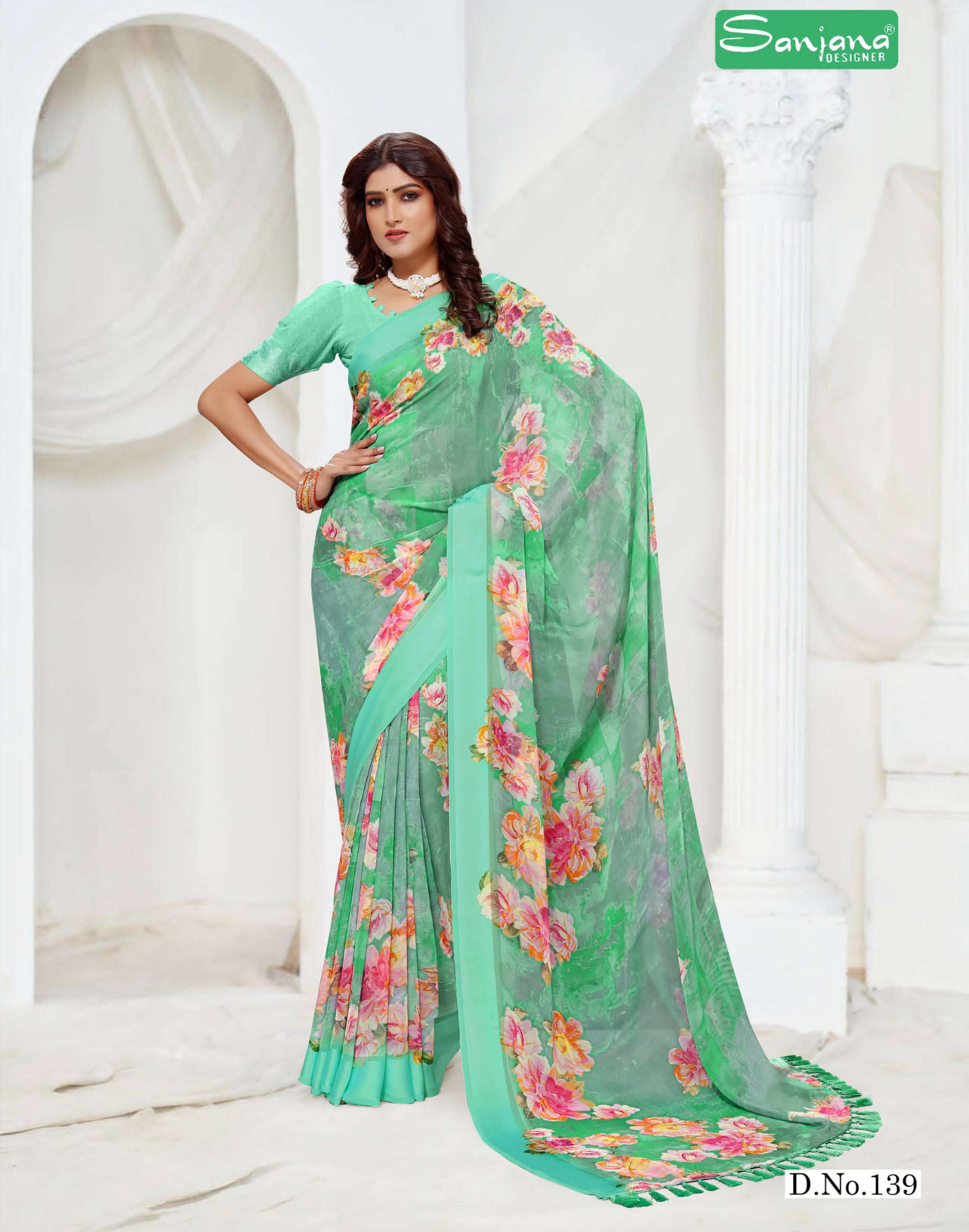 Light Color Floral Print saree