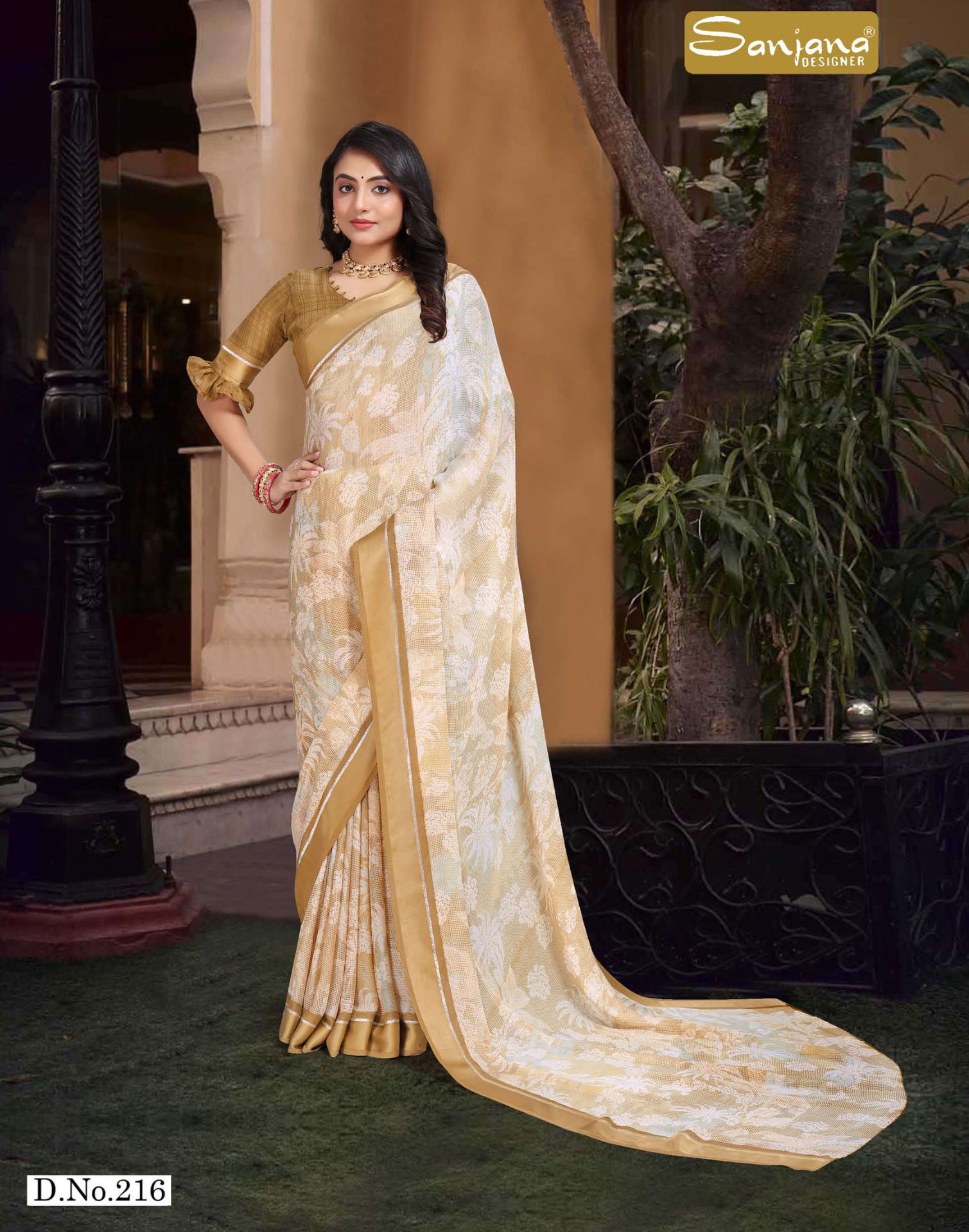 Floral Print Weightless Saree – Light Color – Lightweight Elegance
