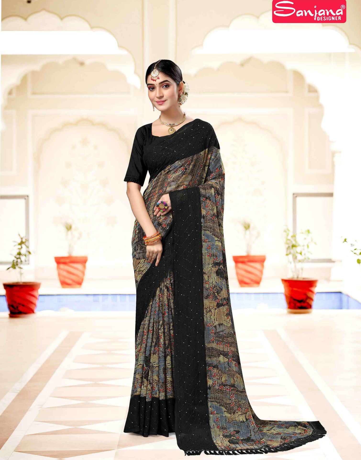 Dark shade - Printed sarees with Crossed and Jari Work - Twitter - 4