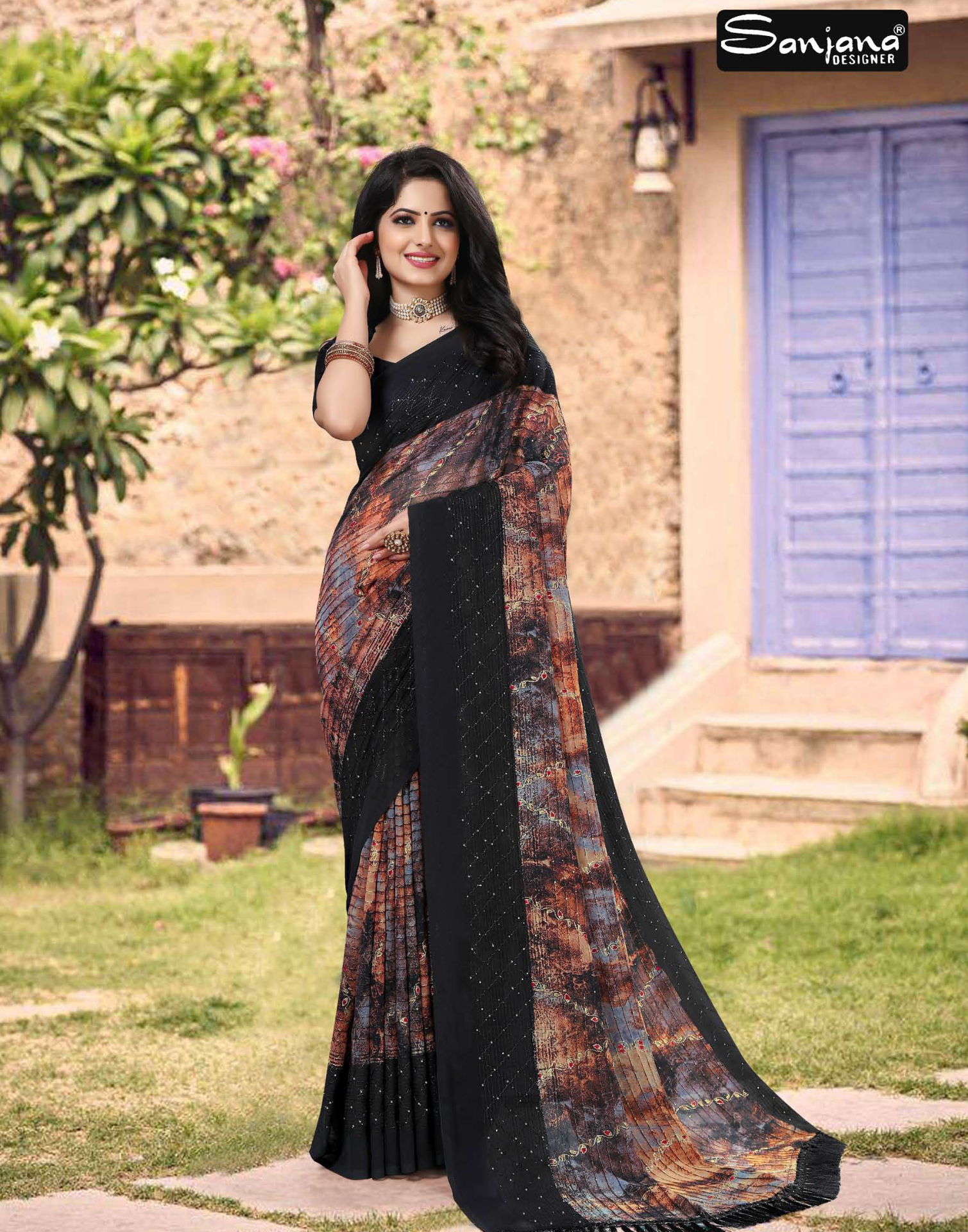 Dark shade - Printed sarees with Crossed and Jari Work - Twitter - 6