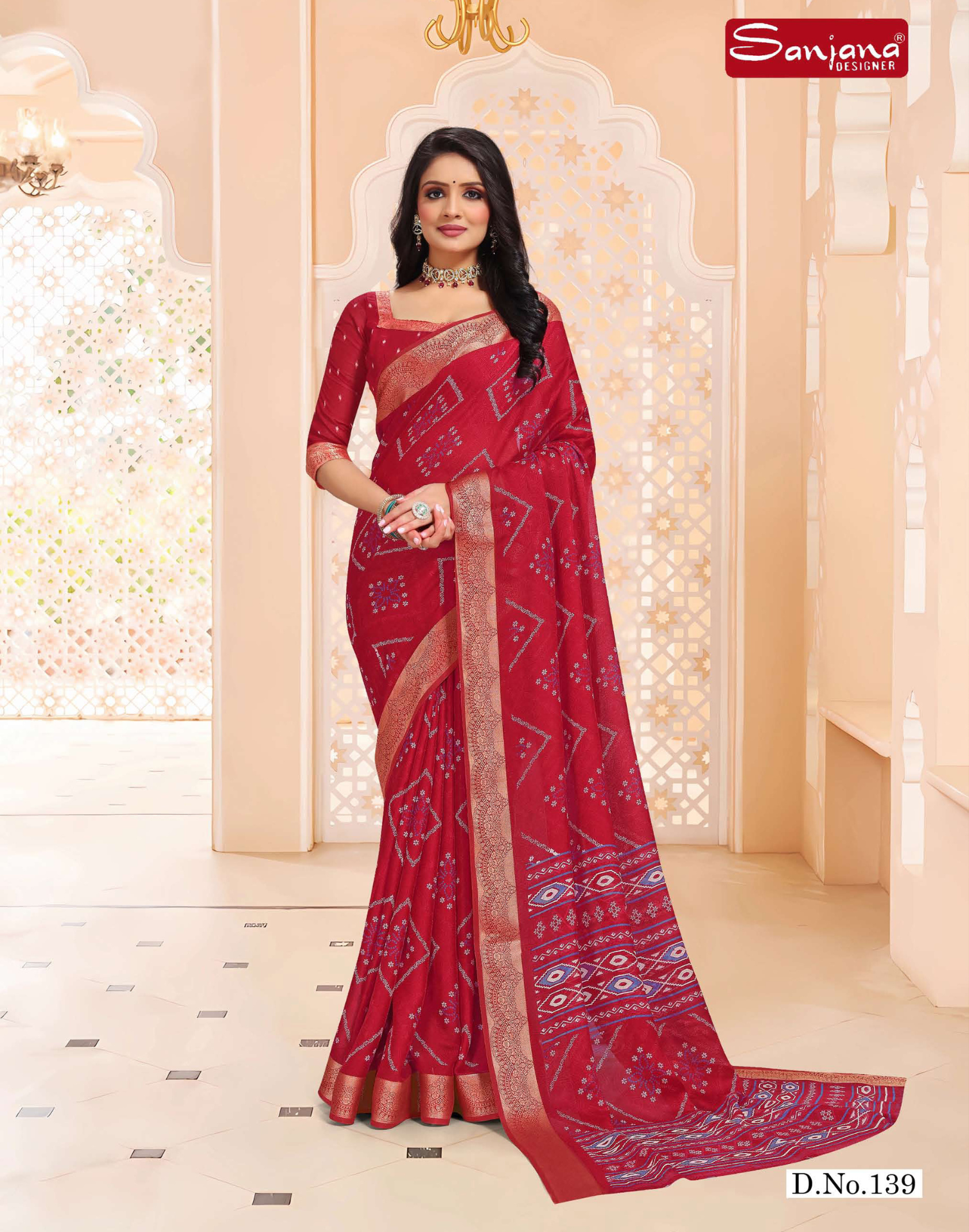 Pure Bandhani Printed saree with Kasav border - Dark Colour