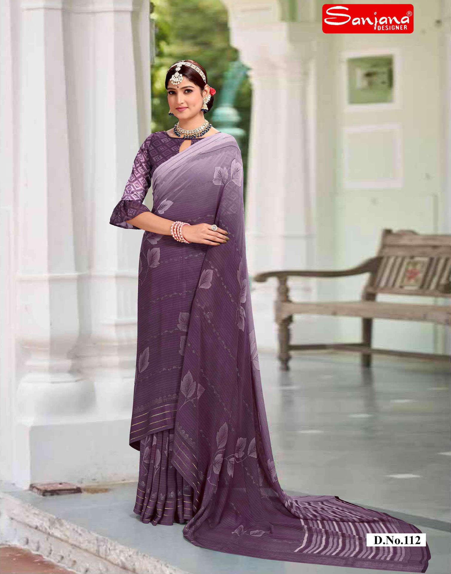 Shading Print saree with Detailed jari work - dusty color