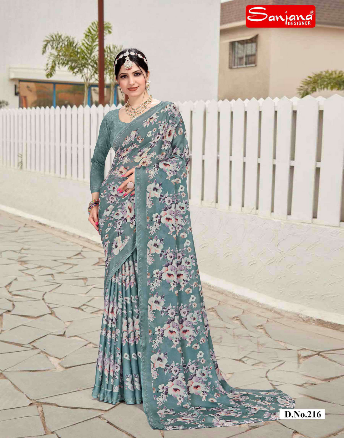 Dusty color Georgette Stone Work Swarovski Saree