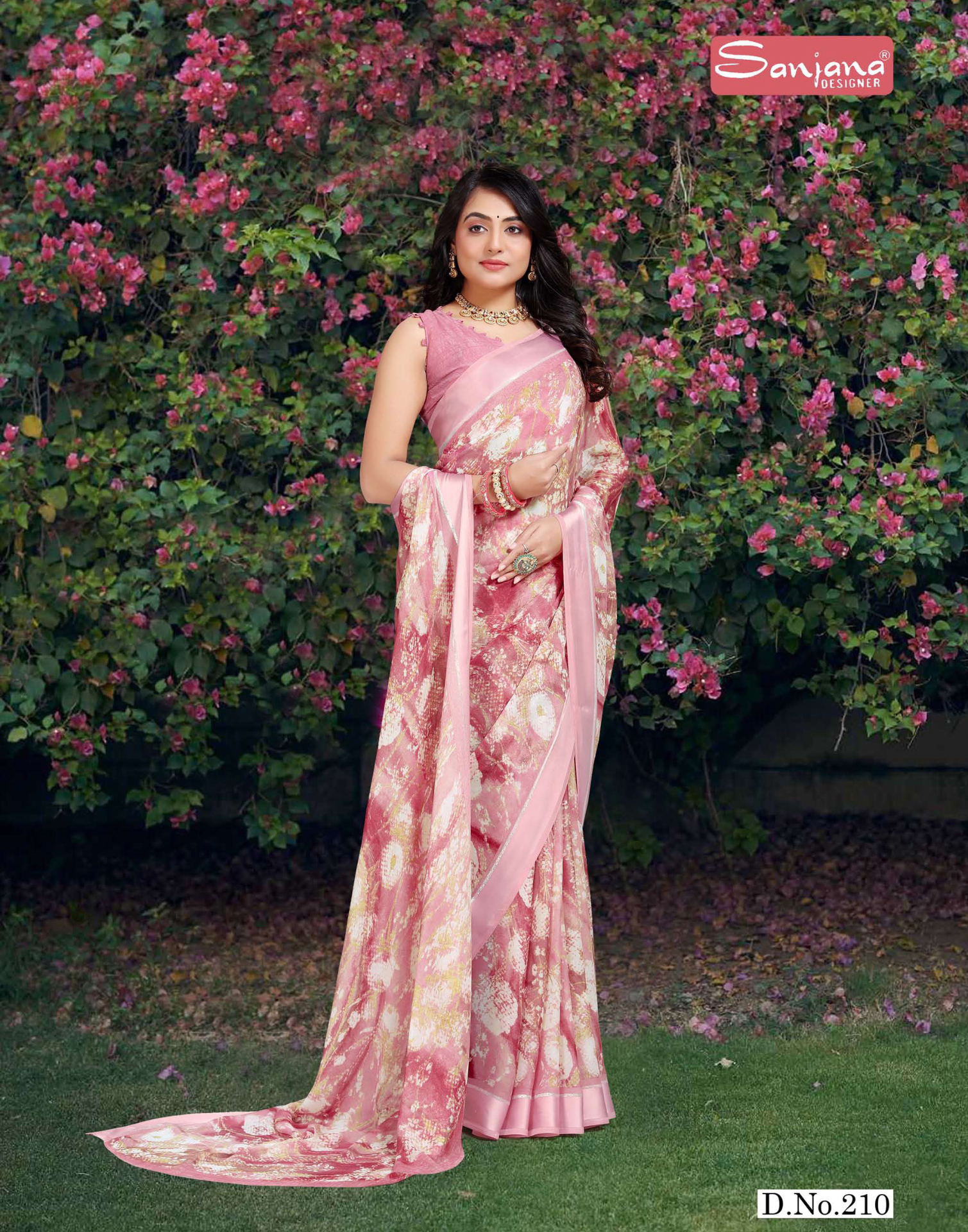Soft Fabric Saree with Floral Design – Dusty Colour – Casual Wear