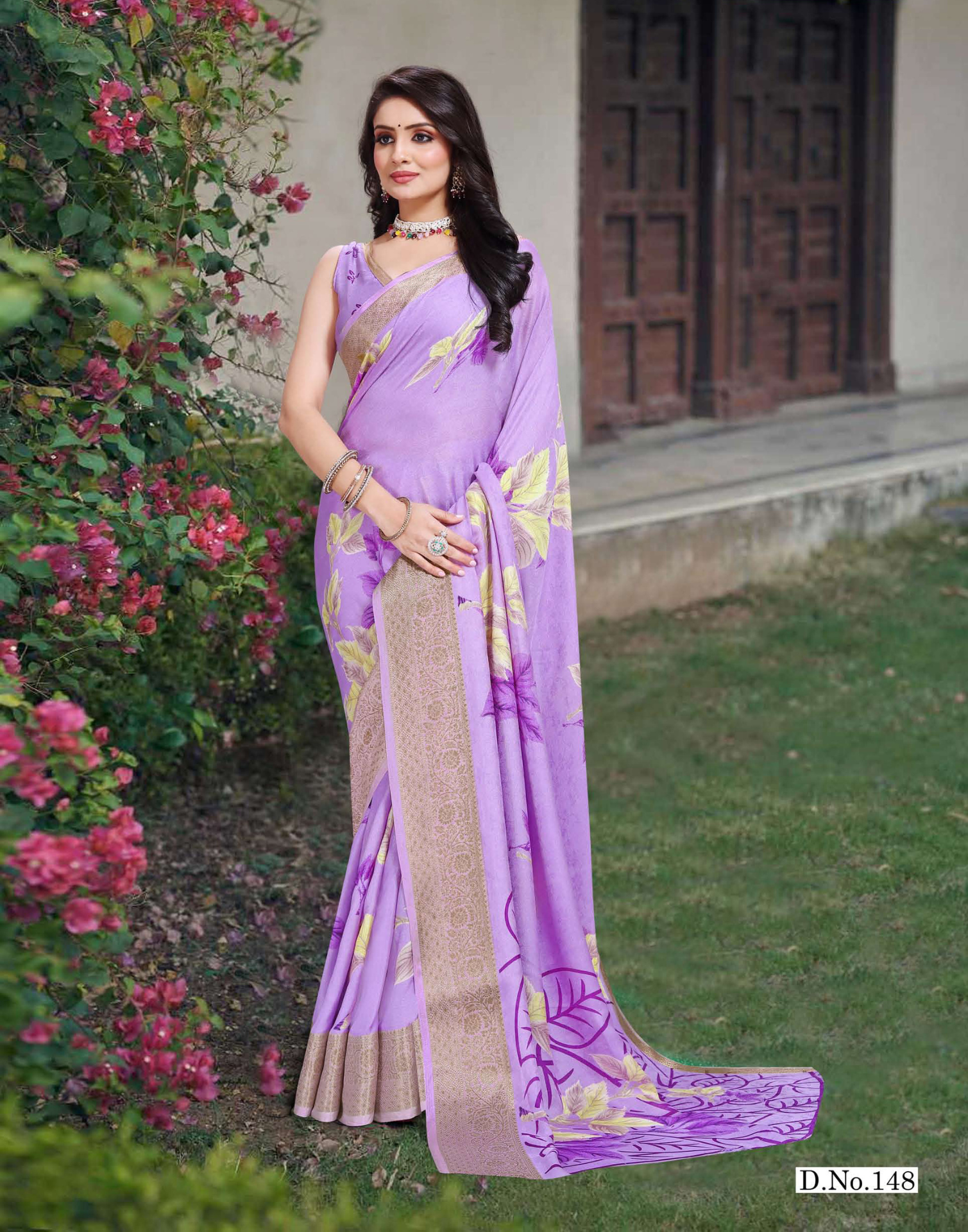 Light Shade Pure Marshmellow Floral Prited Saree - Banarasi style border