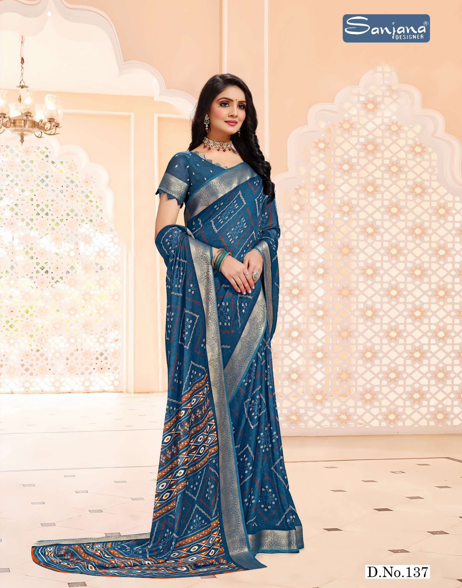 Pure Bandhani Printed saree with Kasav border - Dark Colour