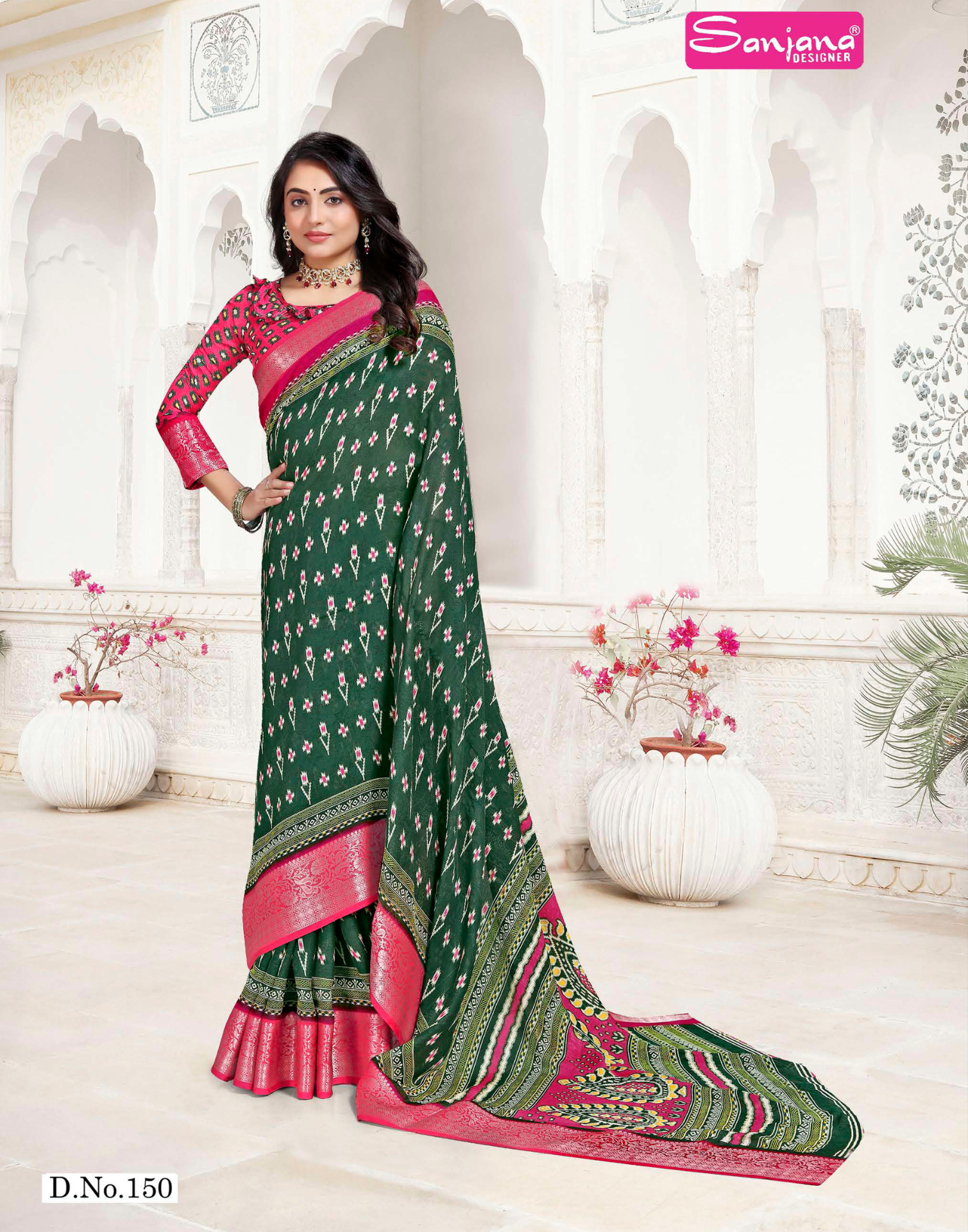 Pochampally Ikkat print sarees with Pure Marshmellow fabric