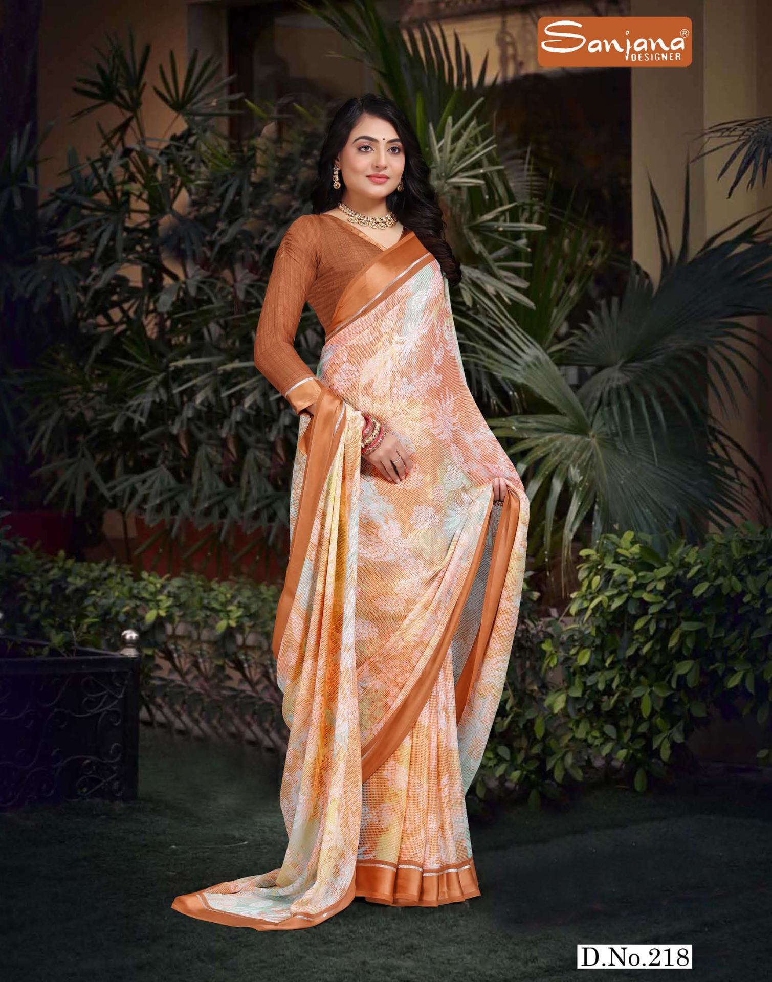 Floral Print Weightless Saree – Light Color – Lightweight Elegance