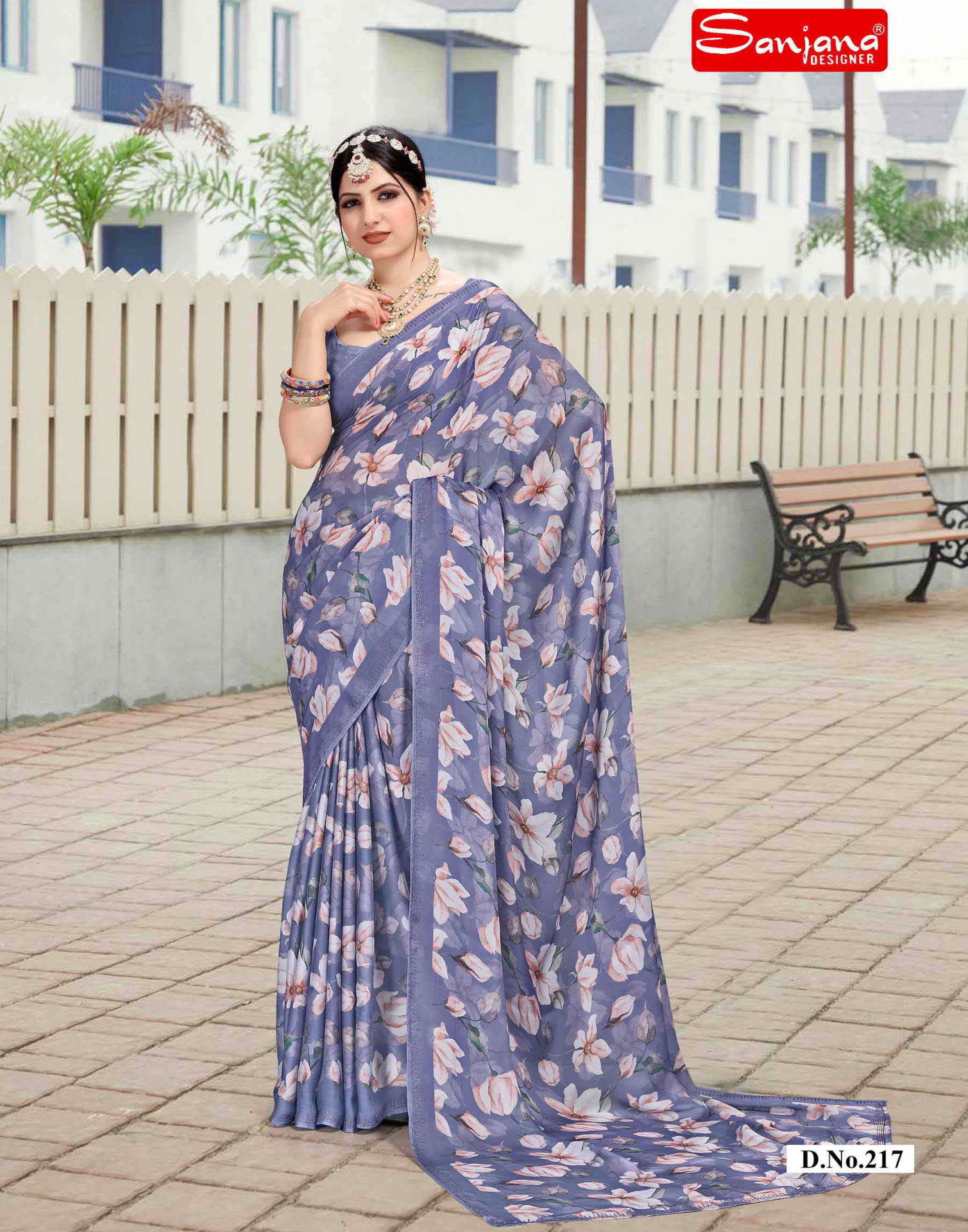 Dusty color Georgette Stone Work Swarovski Saree