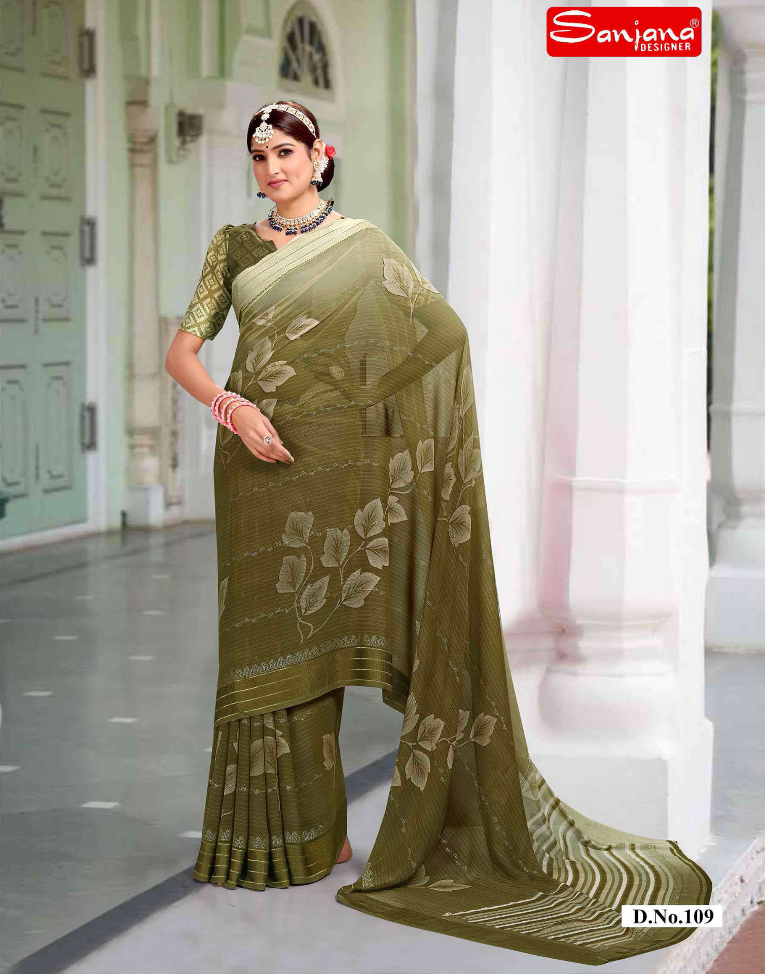 Shading Print saree with Detailed jari work - dusty color