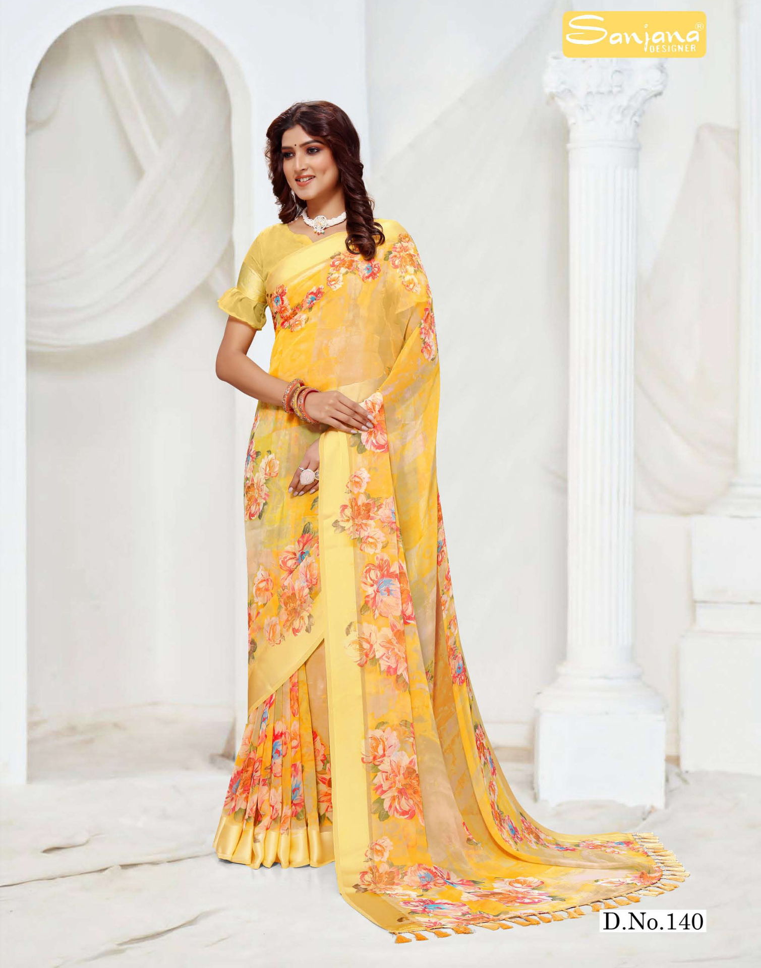 Light Color Floral Print saree