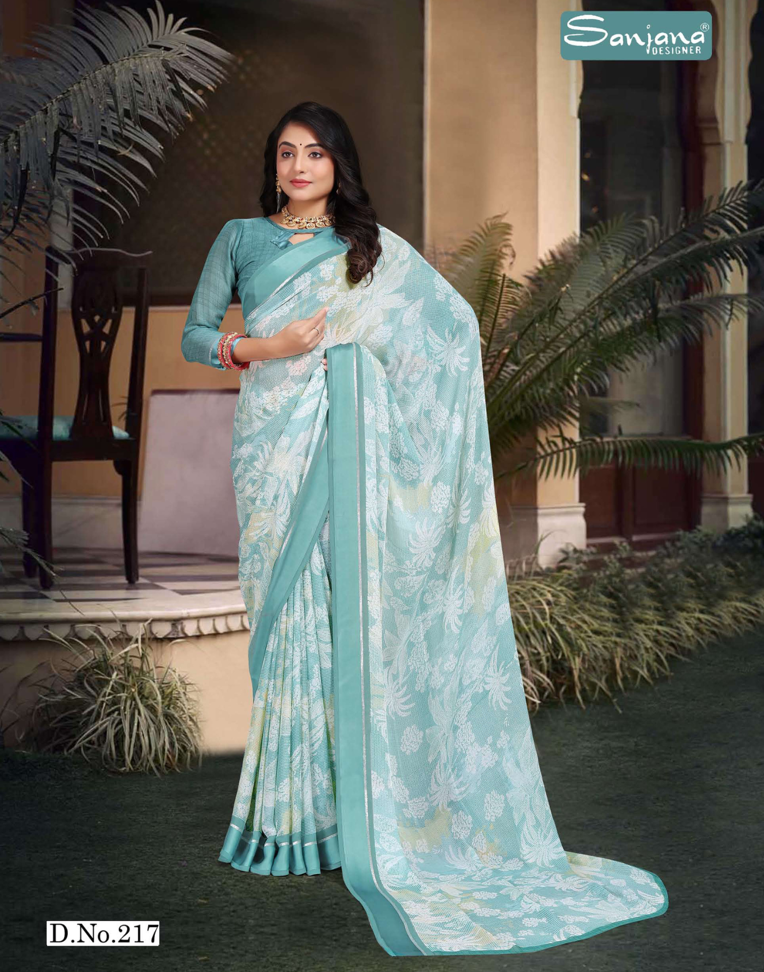 Floral Print Weightless Saree – Light Color – Lightweight Elegance