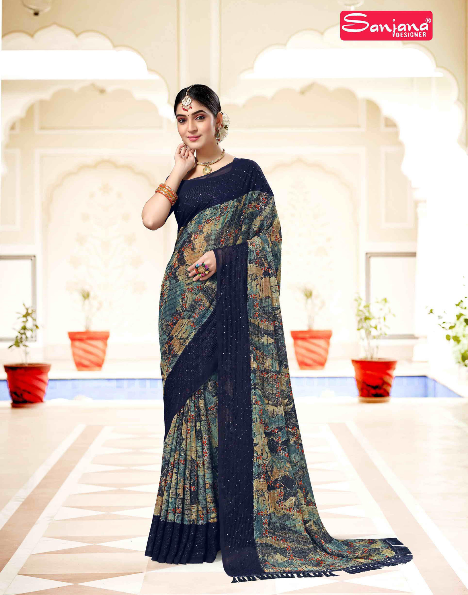 Dark shade - Printed sarees with Crossed and Jari Work - Twitter - 4