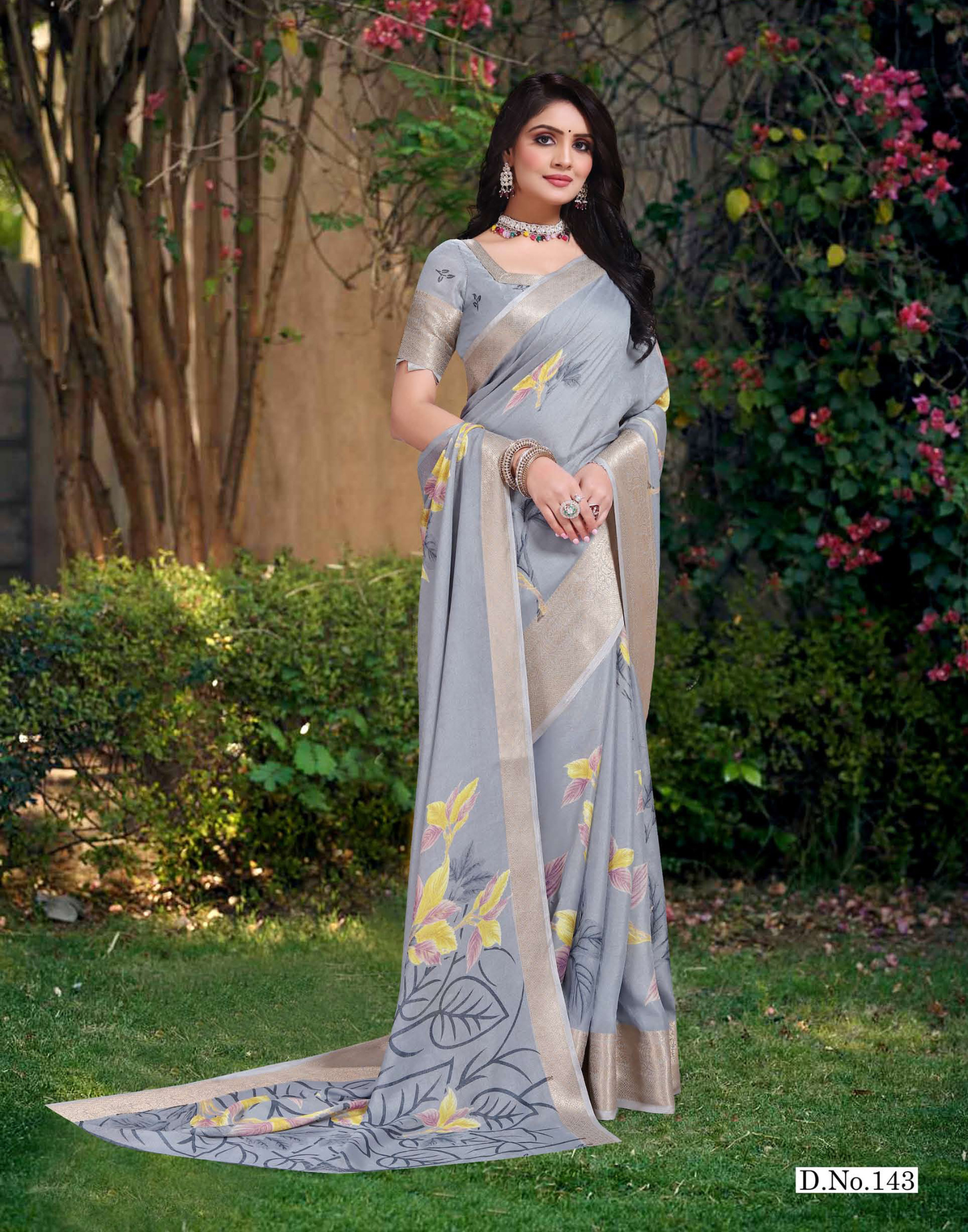 Light Shade Pure Marshmellow Floral Prited Saree - Banarasi style border