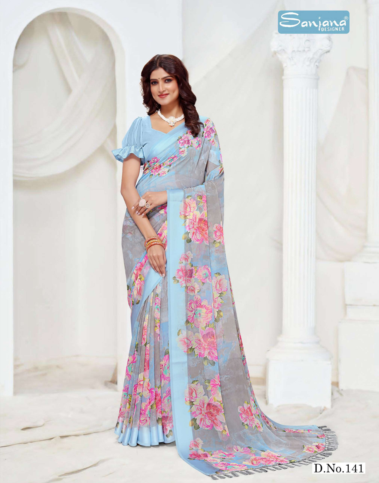 Light Color Floral Print saree