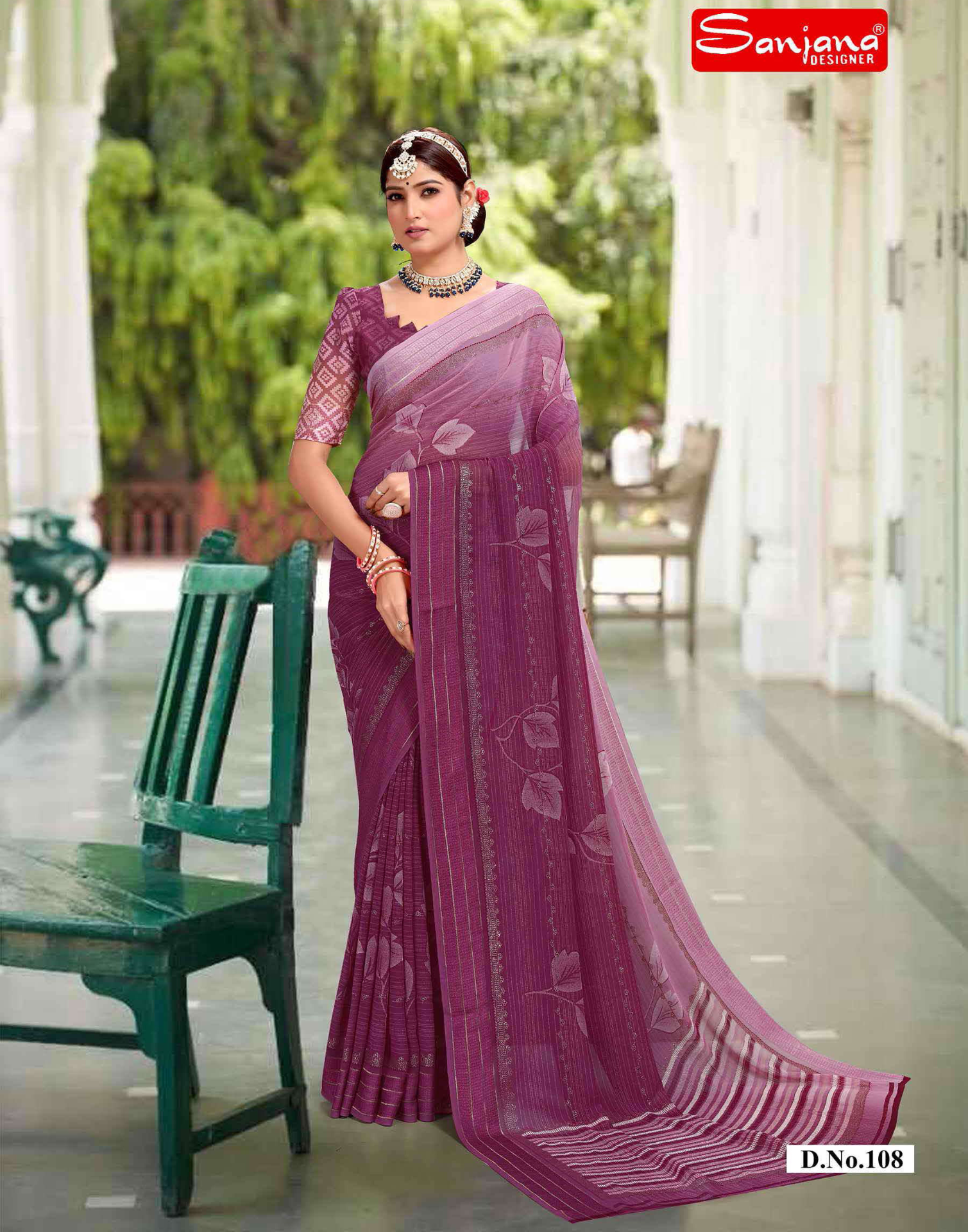 Shading Print saree with Detailed jari work - dusty color
