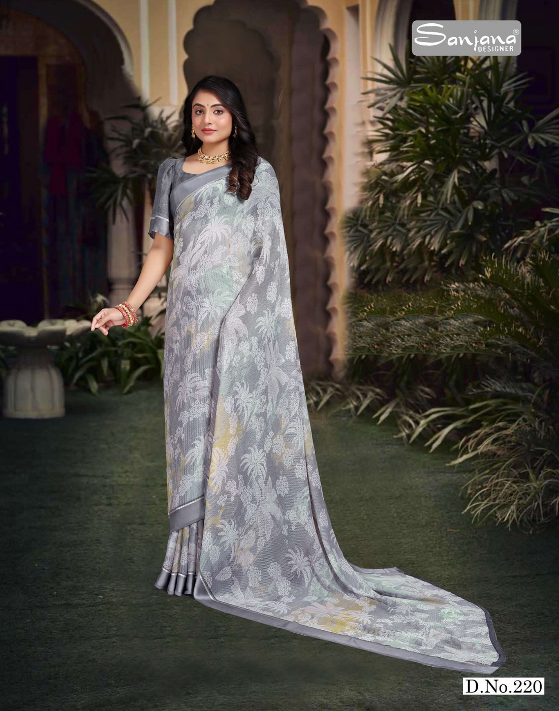 Floral Print Weightless Saree – Light Color – Lightweight Elegance