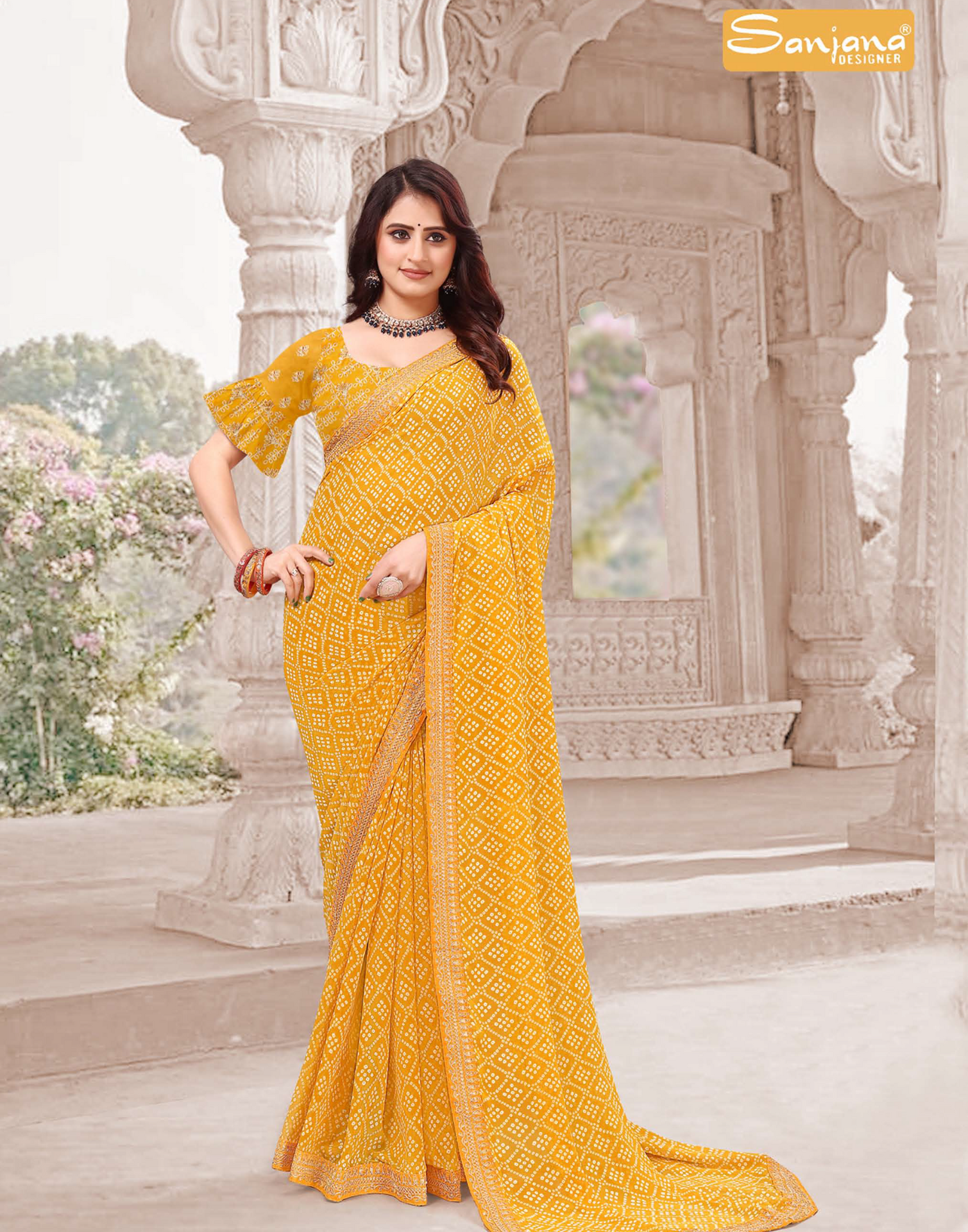 Printed Bandhani Saree