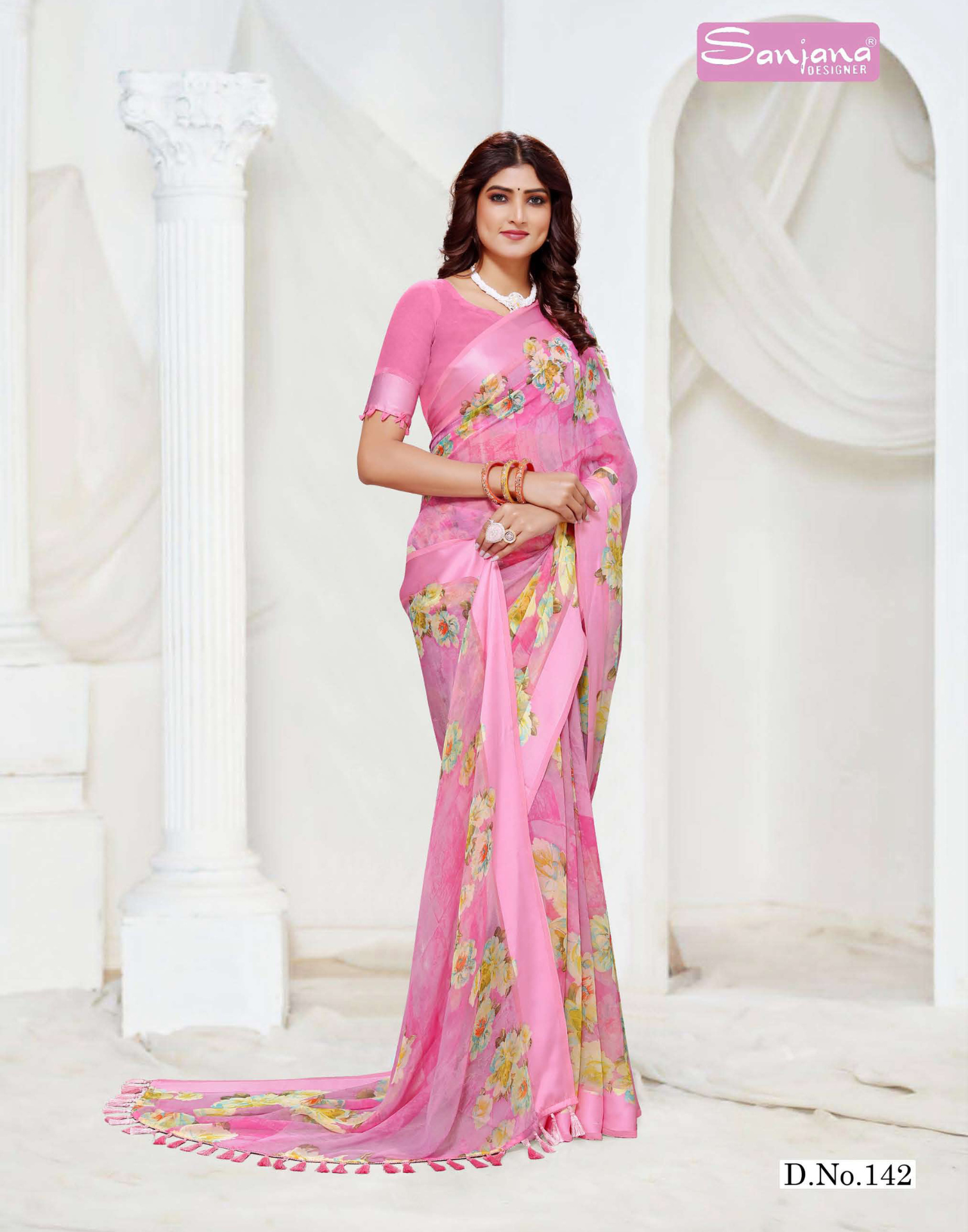 Light Color Floral Print saree