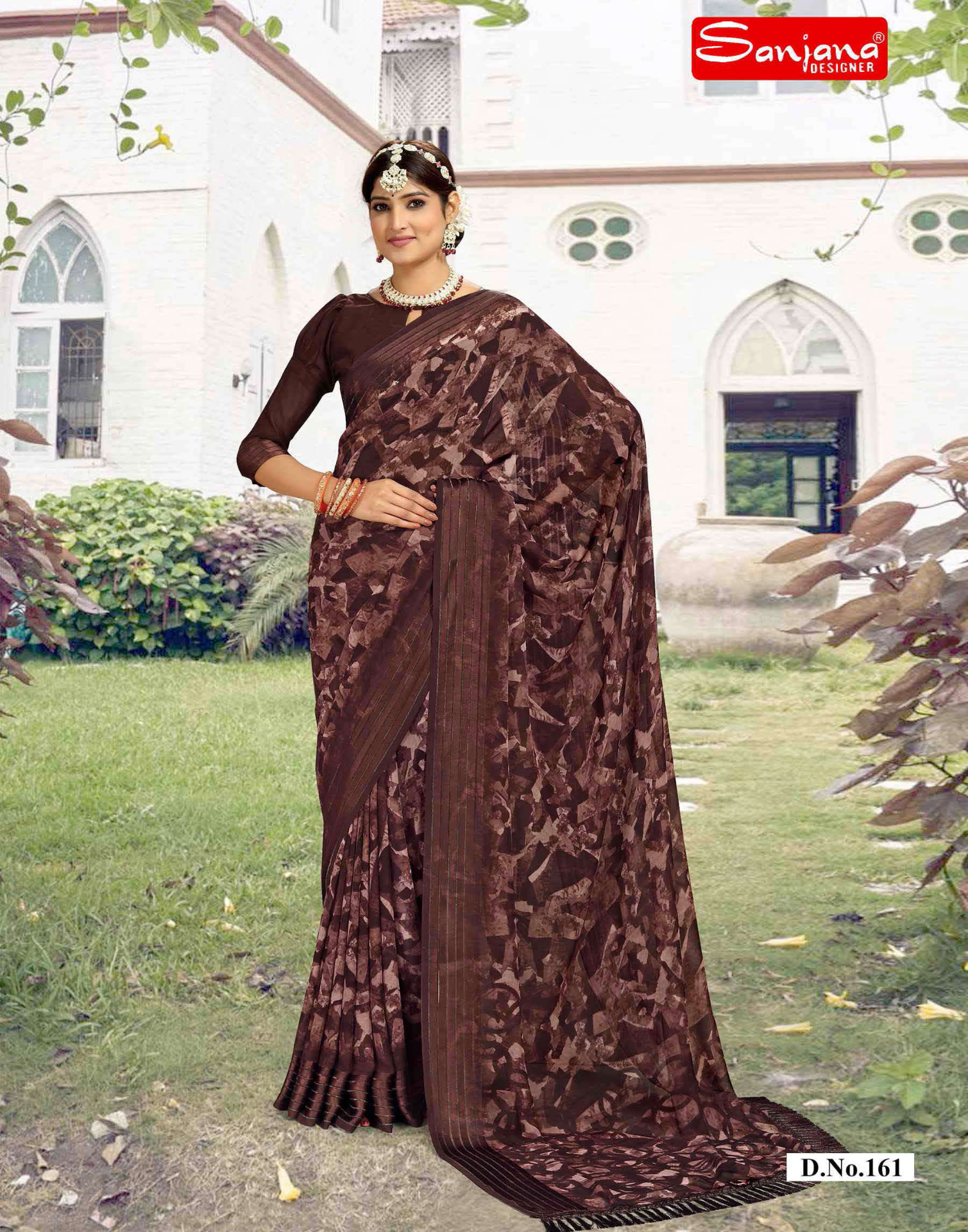 Dark shade Geometrical printed saree