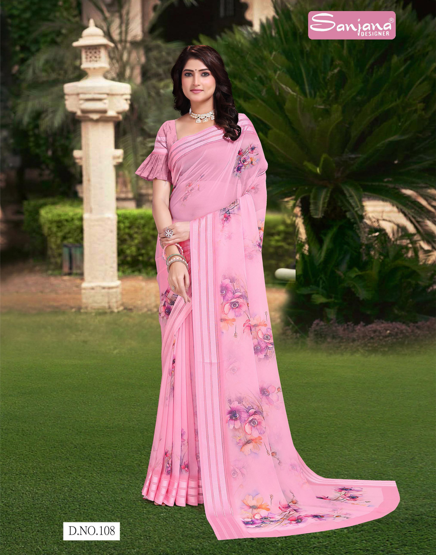 Light color Digital Printed saree - light weaving fabric - daily wear saree