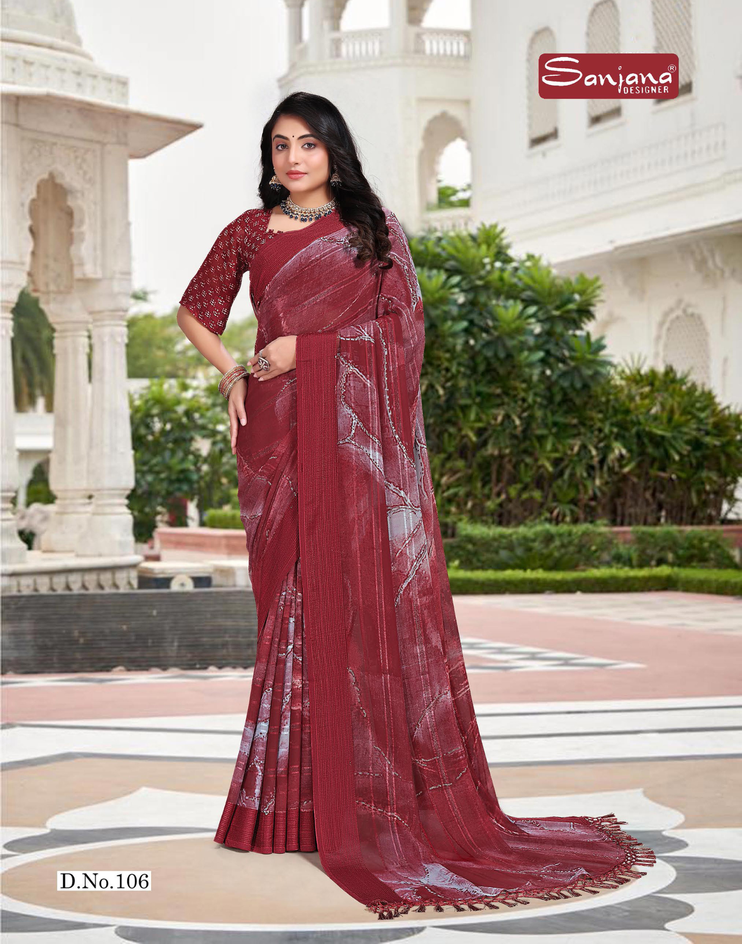 Dark Color Prism Print Saree – Soft Weightless Pattern Fabric – Everyday Style