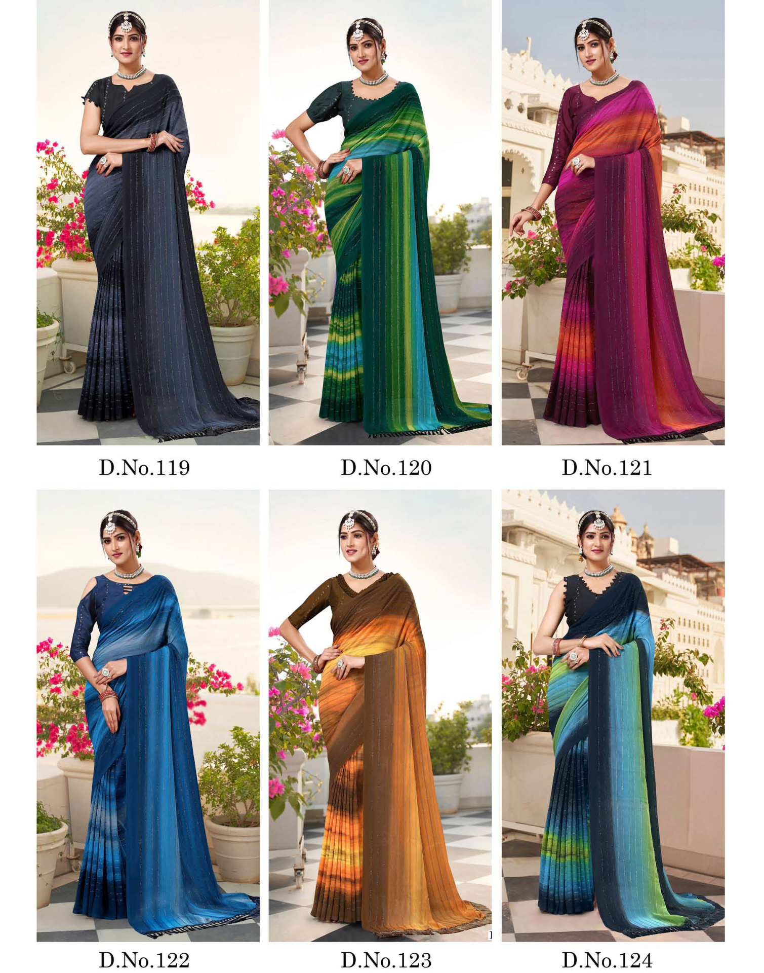 Hand Printed georgette saree - Fur work - Dark colour