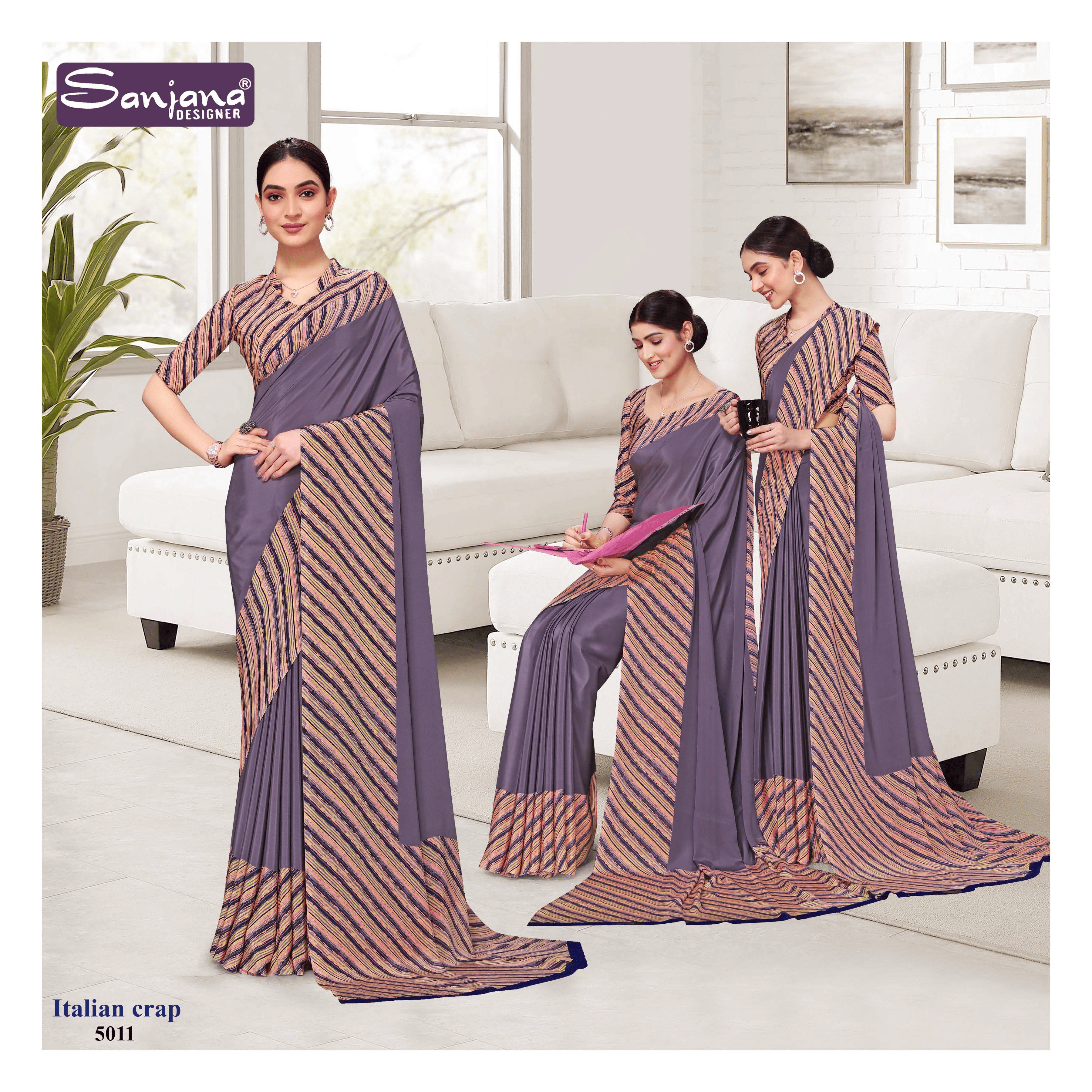 Rich Purple Corporate Uniform Saree – Elegant Abstract Design