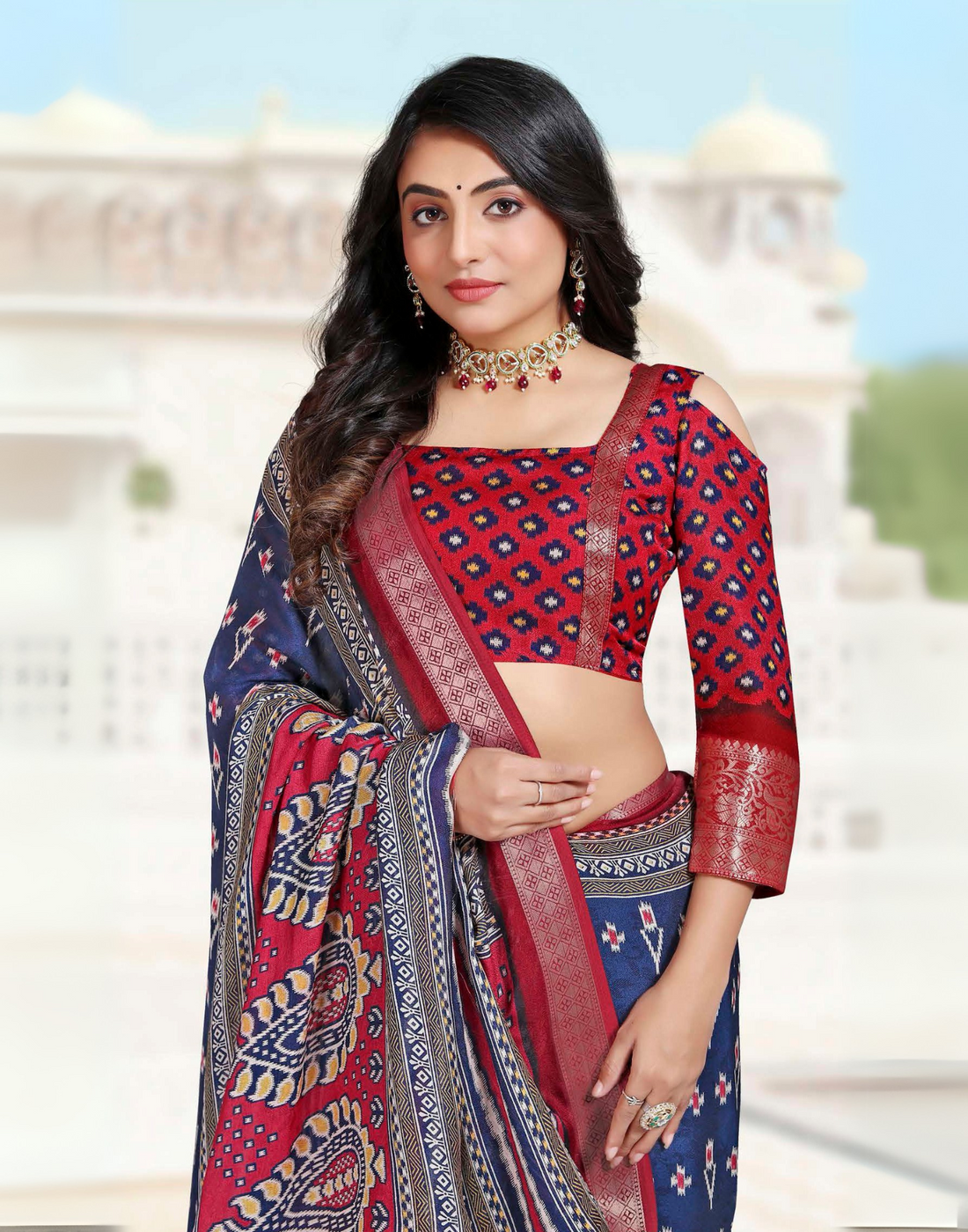 Pochampally Ikkat print sarees with Pure Marshmellow fabric