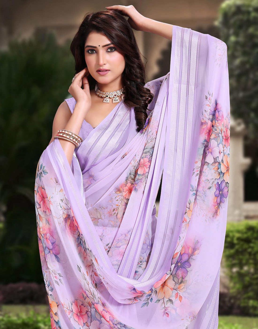 Light color Digital Printed saree - light weaving fabric - daily wear saree